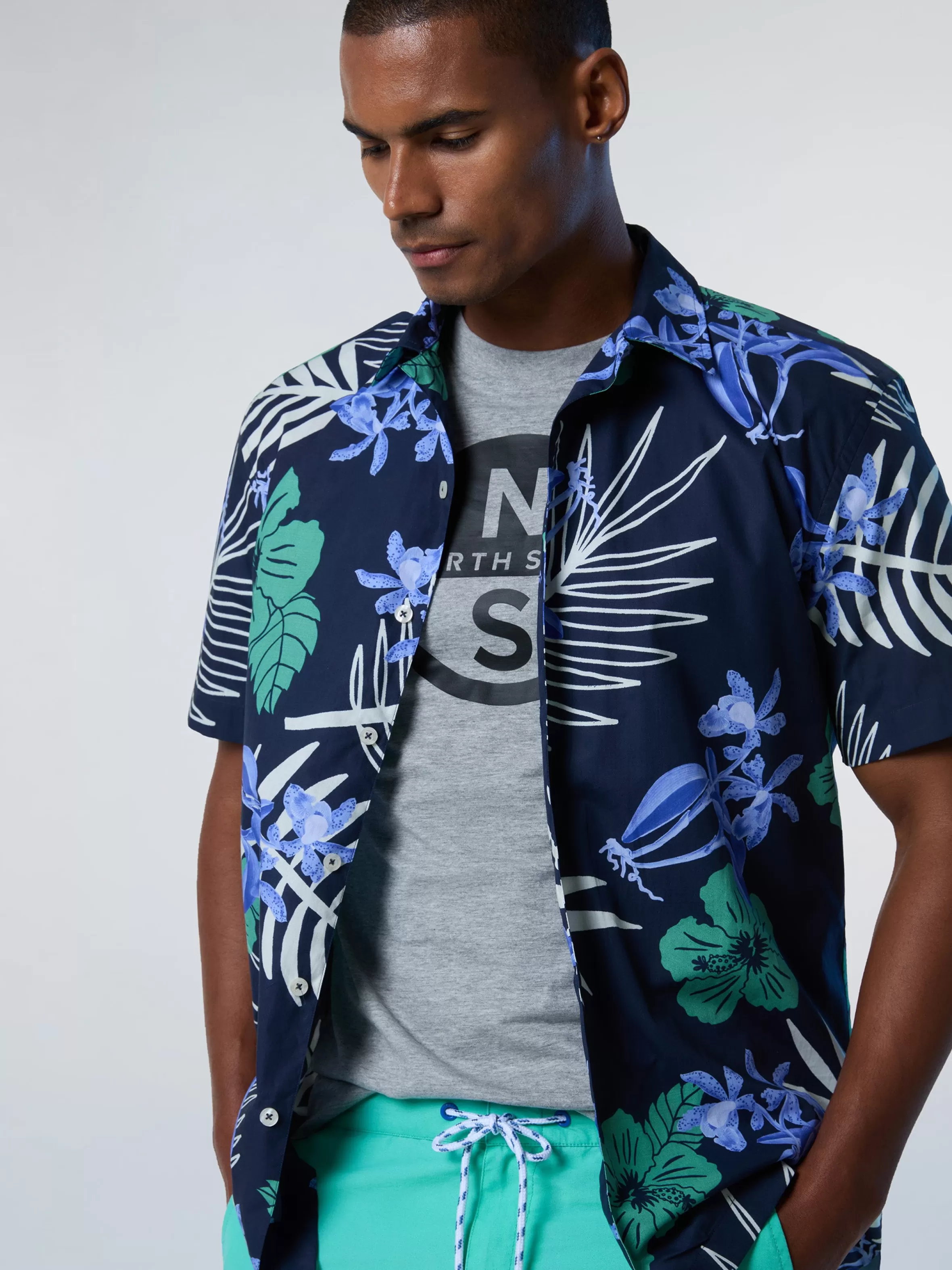 Uomo North Sails Camicia Con Stampa Tropicale