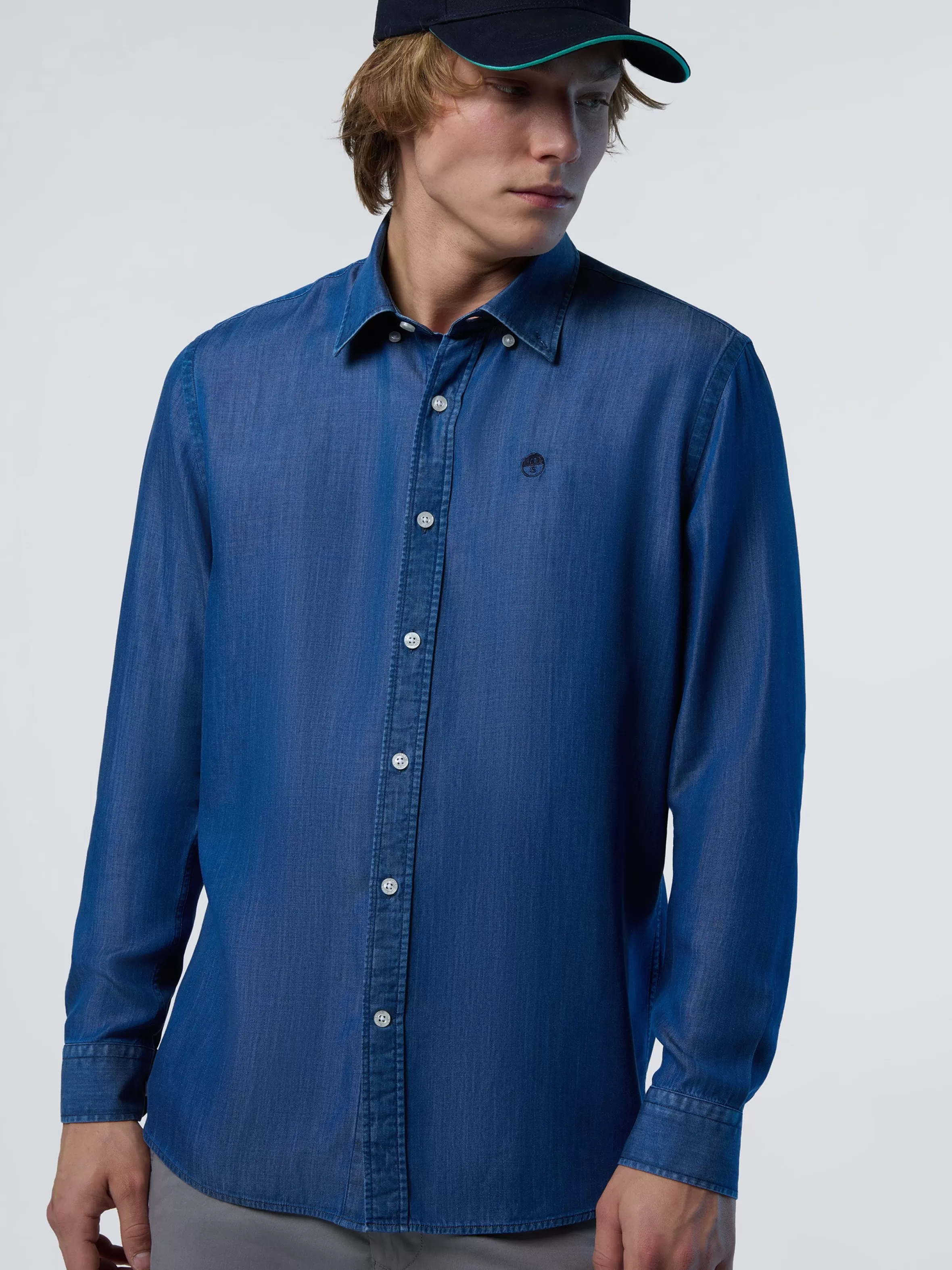 Uomo North Sails Camicia In Chambray E TENCEL