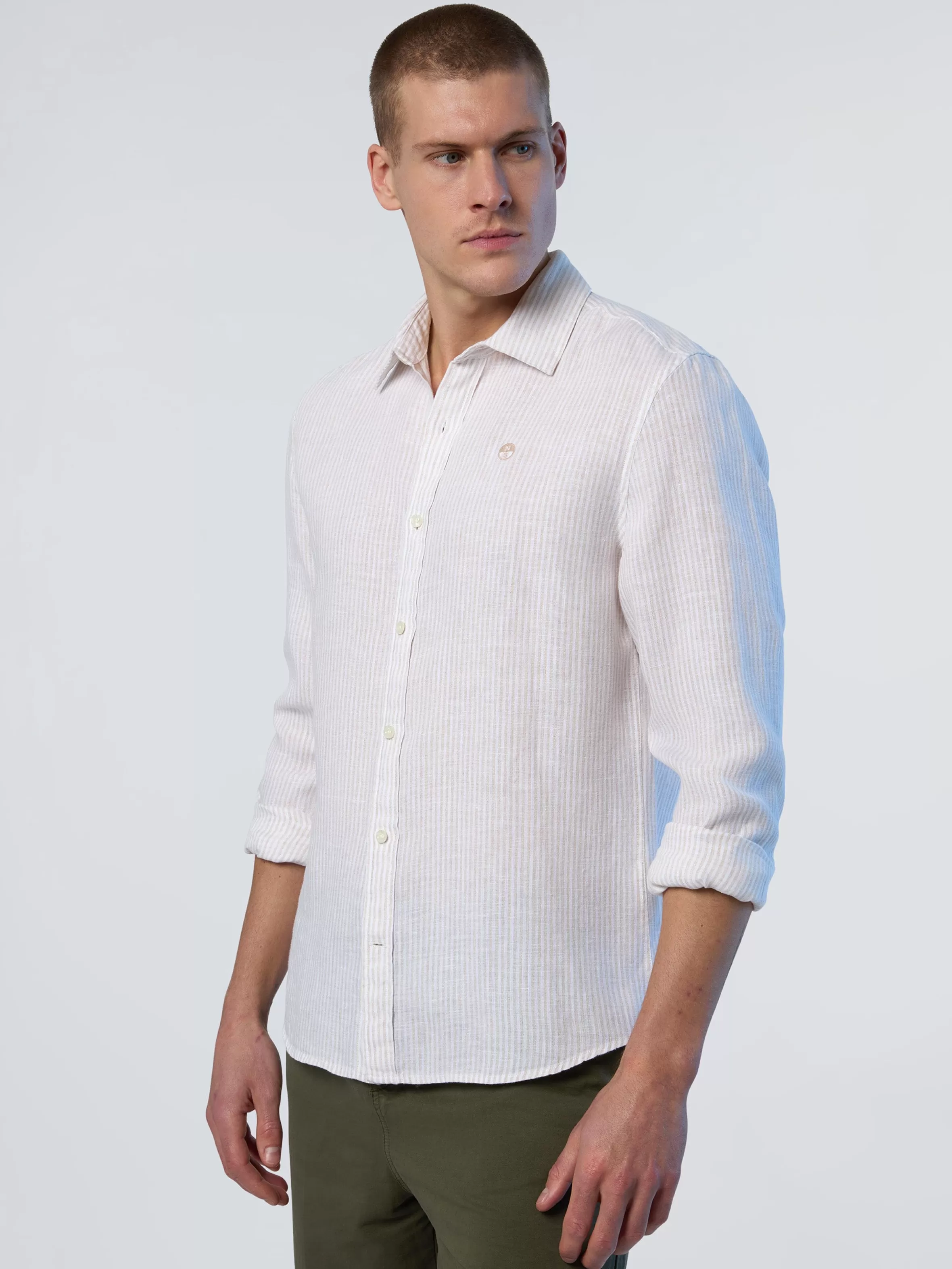 Uomo North Sails Camicia In Lino A Righe