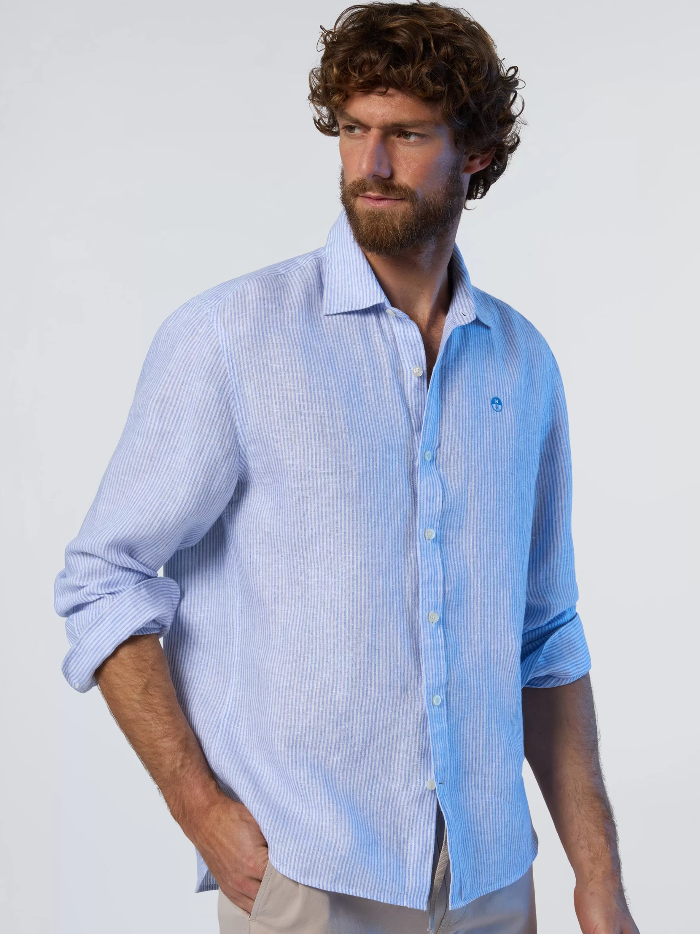 Uomo North Sails Camicia In Lino A Righe