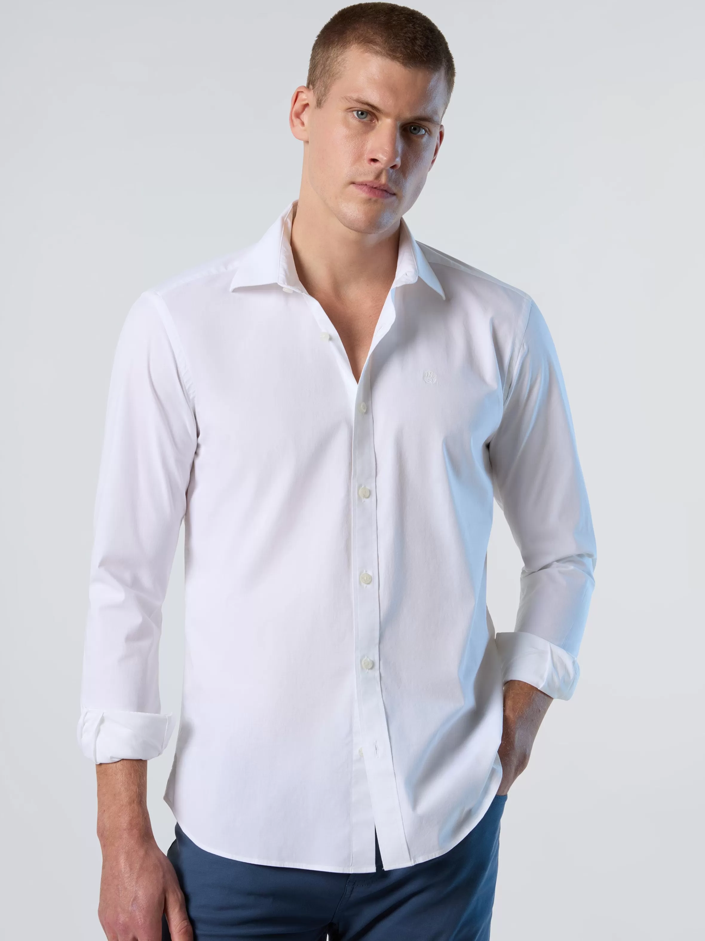 Uomo North Sails Camicia In Popeline Stretch