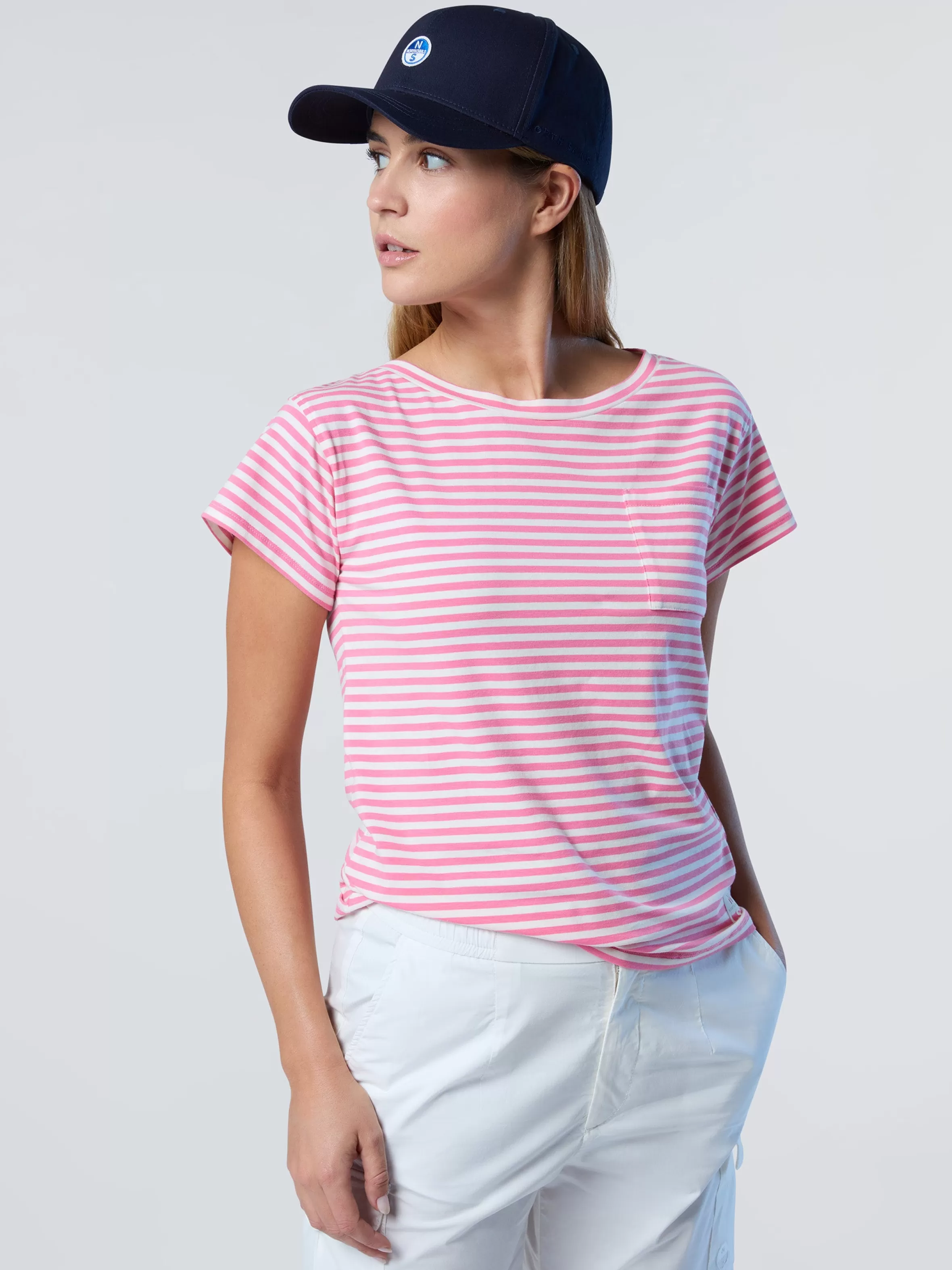 Donna North Sails T-shirt In Modal Con Taschino